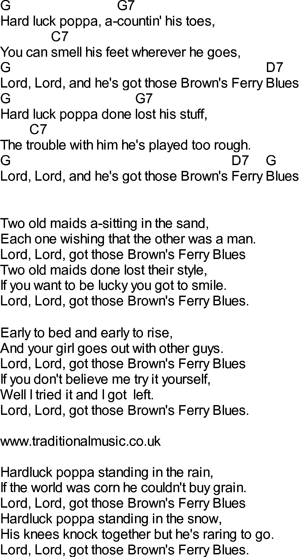 Bluegrass songs with chords - Browns Ferry Blues